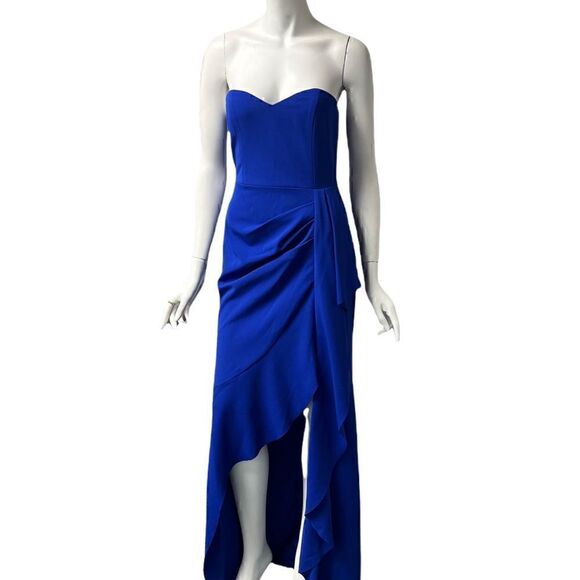 Parker Cobalt Strapless Crepe Gown - Picture 1 of 7